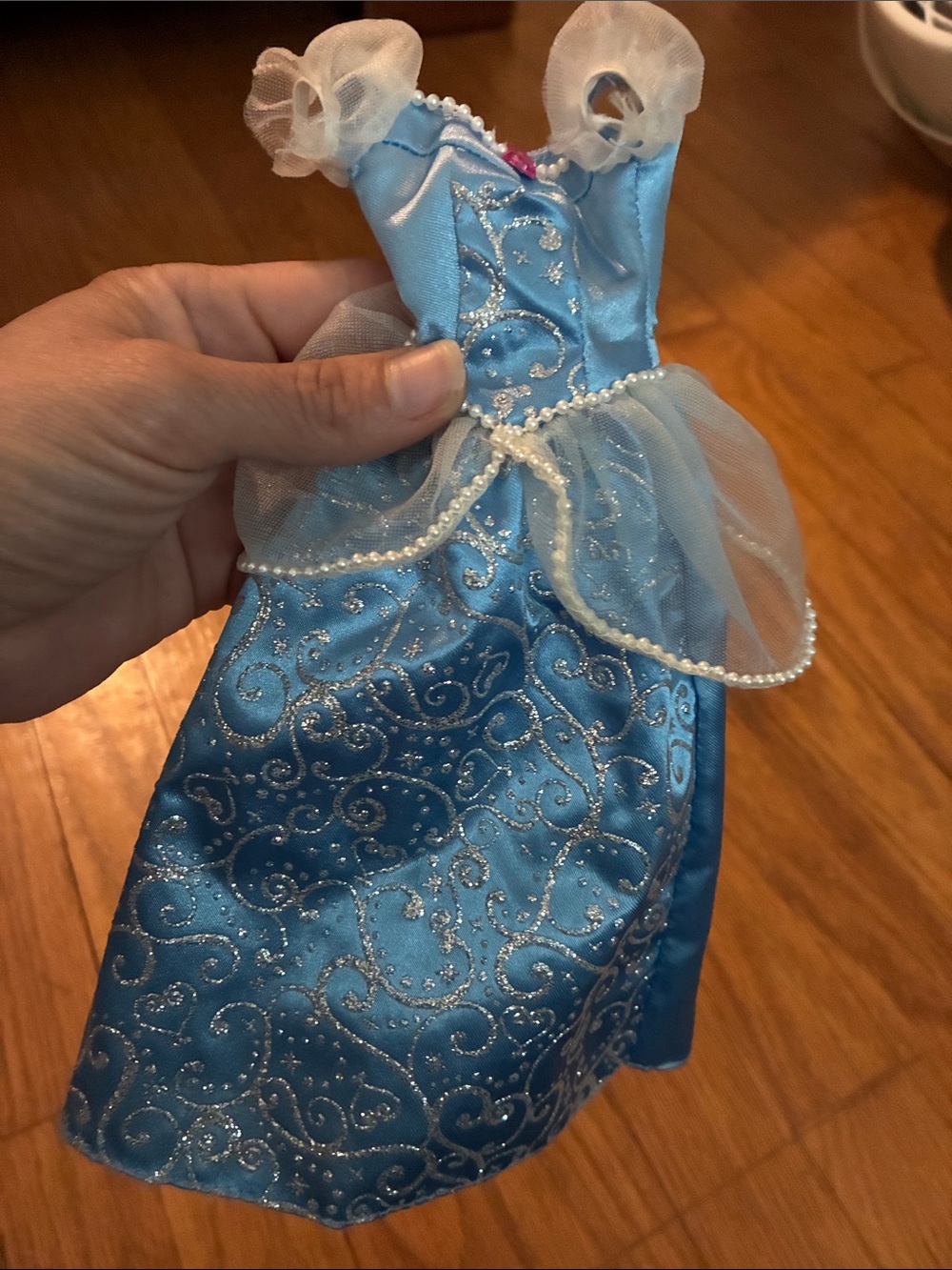 Barbie Cinderella Shimmer Blue Silver Scroll Ball Gown
